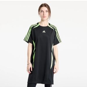Adidas Women's Black and Neon Green Dress